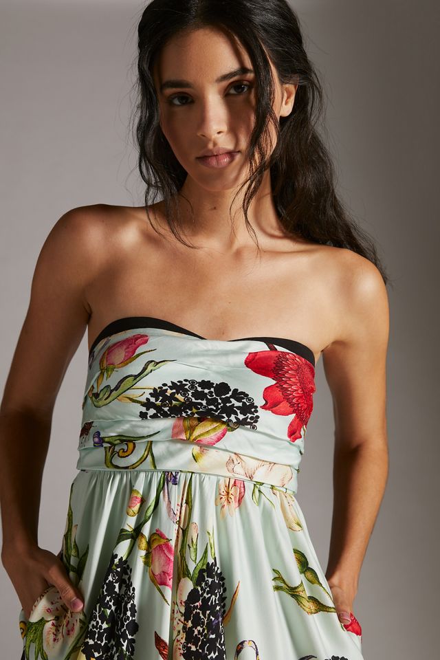white christmas dresses Bloom Strapless Maxi Dress - Blue White Floral main image 1