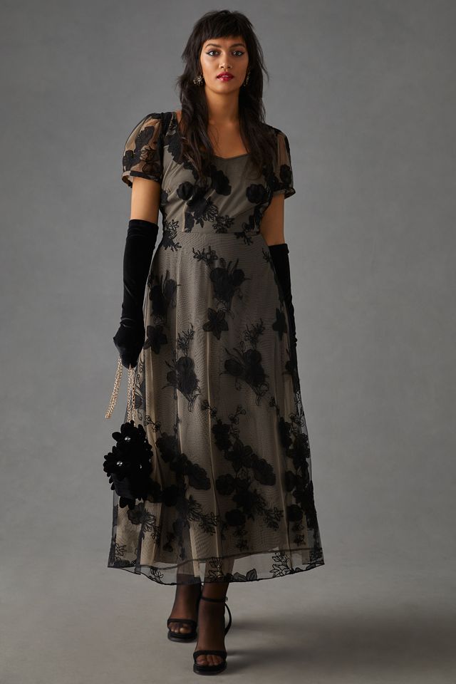Geisha Designs Floral Appliqu Dress | Anthropologie