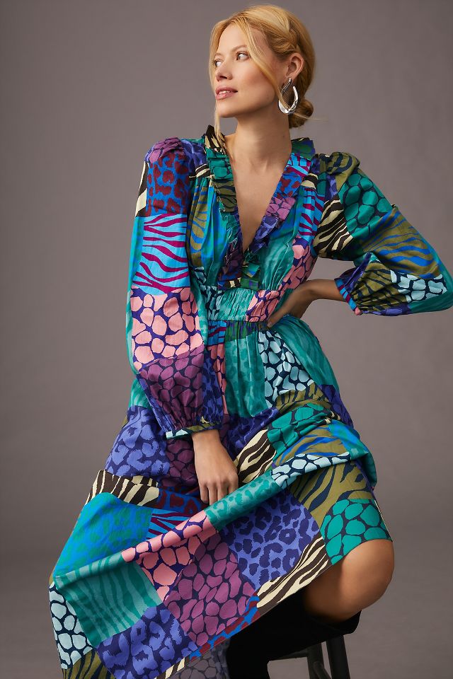 Geisha Designs Long-Sleeve Printed Maxi Dress