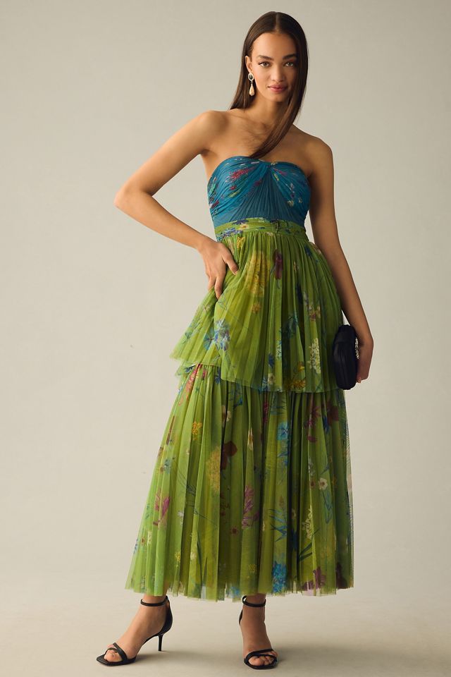 Geisha Designs Pleated Strapless Dress
