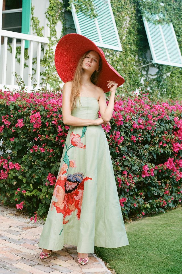 Anthropologie green outlet floral dress