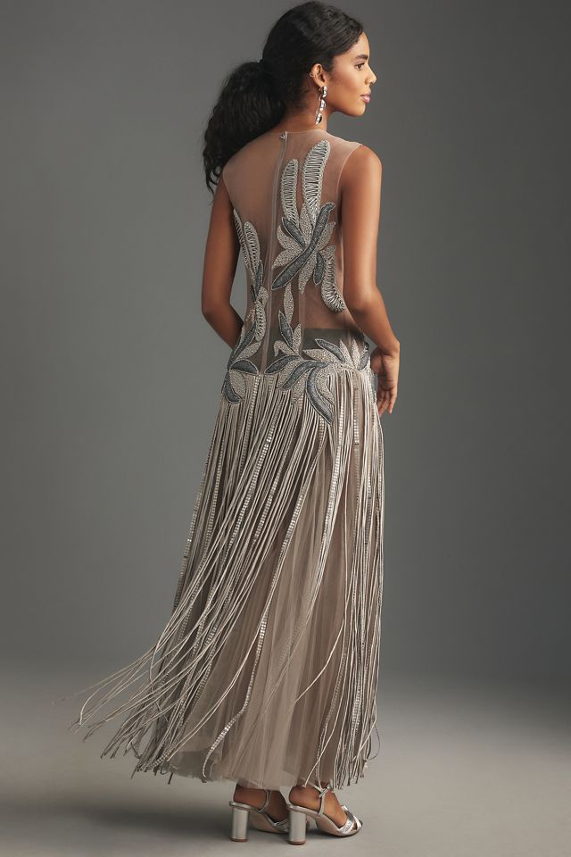 Geisha Designs Illusion Embellished Maxi Dress | Anthropologie