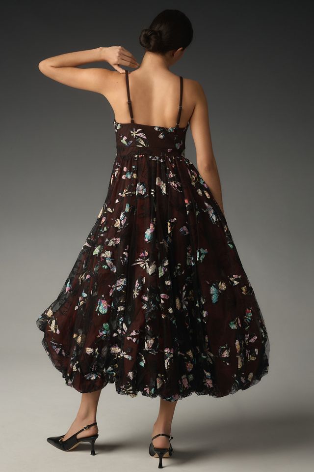 Geisha Designs Abito midi con spalline e applicazioni a farfalla #1