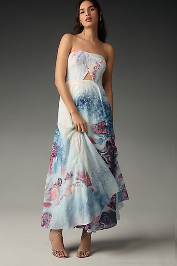 Geisha Designs Strapless Cutout Maxi Dress
