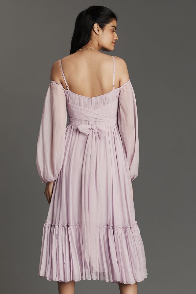 Geisha Designs Off-The-Shoulder Long-Sleeve Midi Dress #3