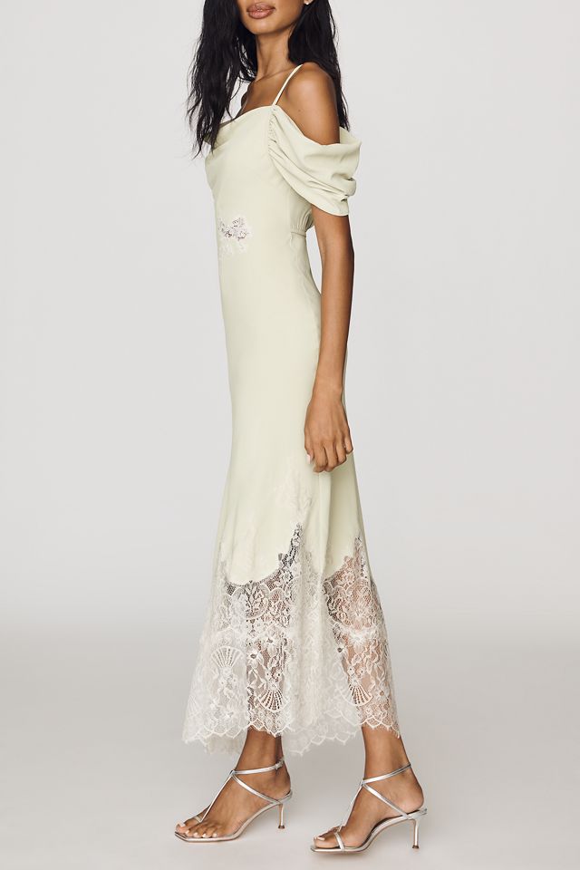 Bl-nk Satin Off-Shoulder Lace Midi Dress #5