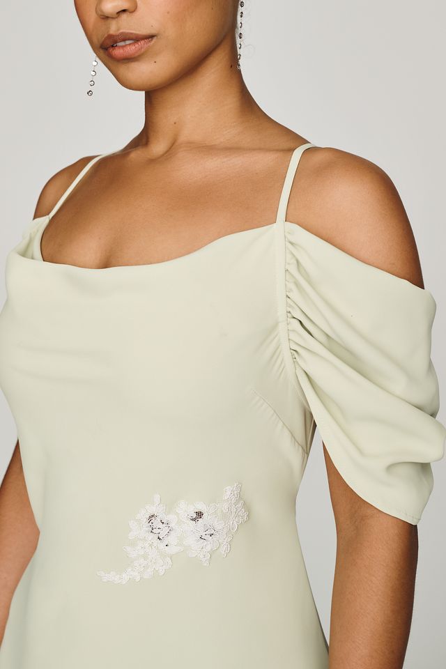 Bl-nk Satin Off-Shoulder Lace Midi Dress #2