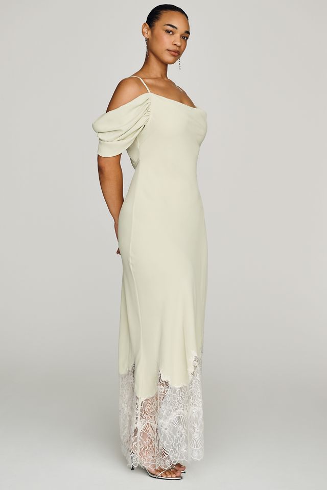 Bl-nk Satin Off-Shoulder Lace Midi Dress #3