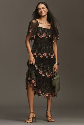 Maeve Puff-Sleeve Collared Lace Mini Dress