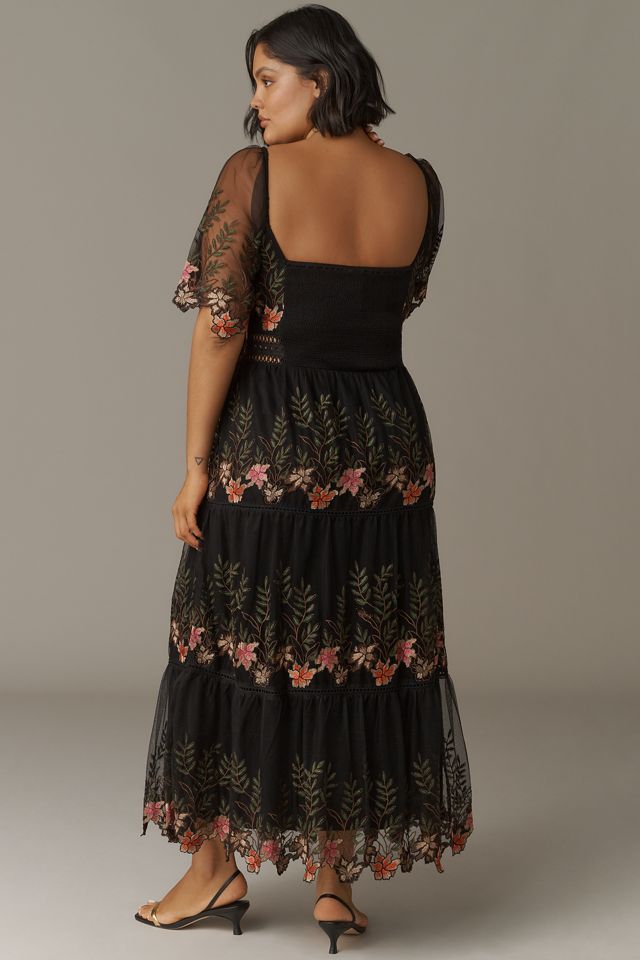 Bl-nk Emryn Embroidered Square-Neck Midi Dress #6
