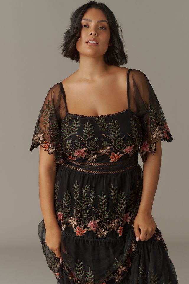 Bl-nk Emryn Embroidered Square-Neck Midi Dress #7