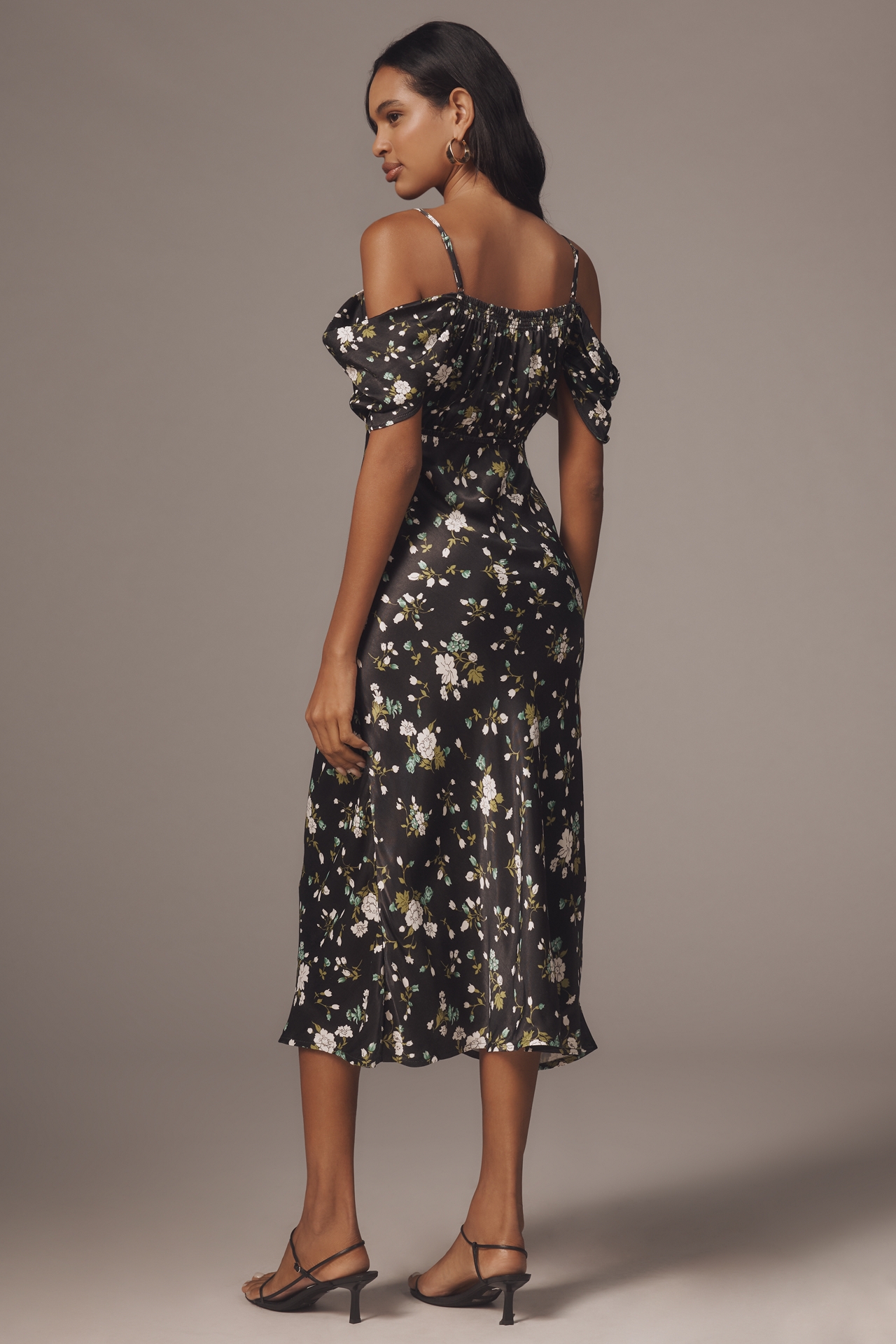 Bl-nk Painterly Off-Shoulder Slip Dress