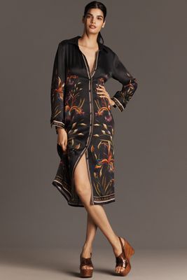 Bl-nk Ferlina Long-Sleeve Midi Shirt Dress