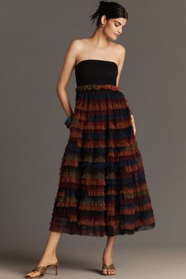 【COLOR iN ID】Hagen shirring midi skirt Angie HiLo Printed Maxi Skirt (26P47) - Creations Boutique