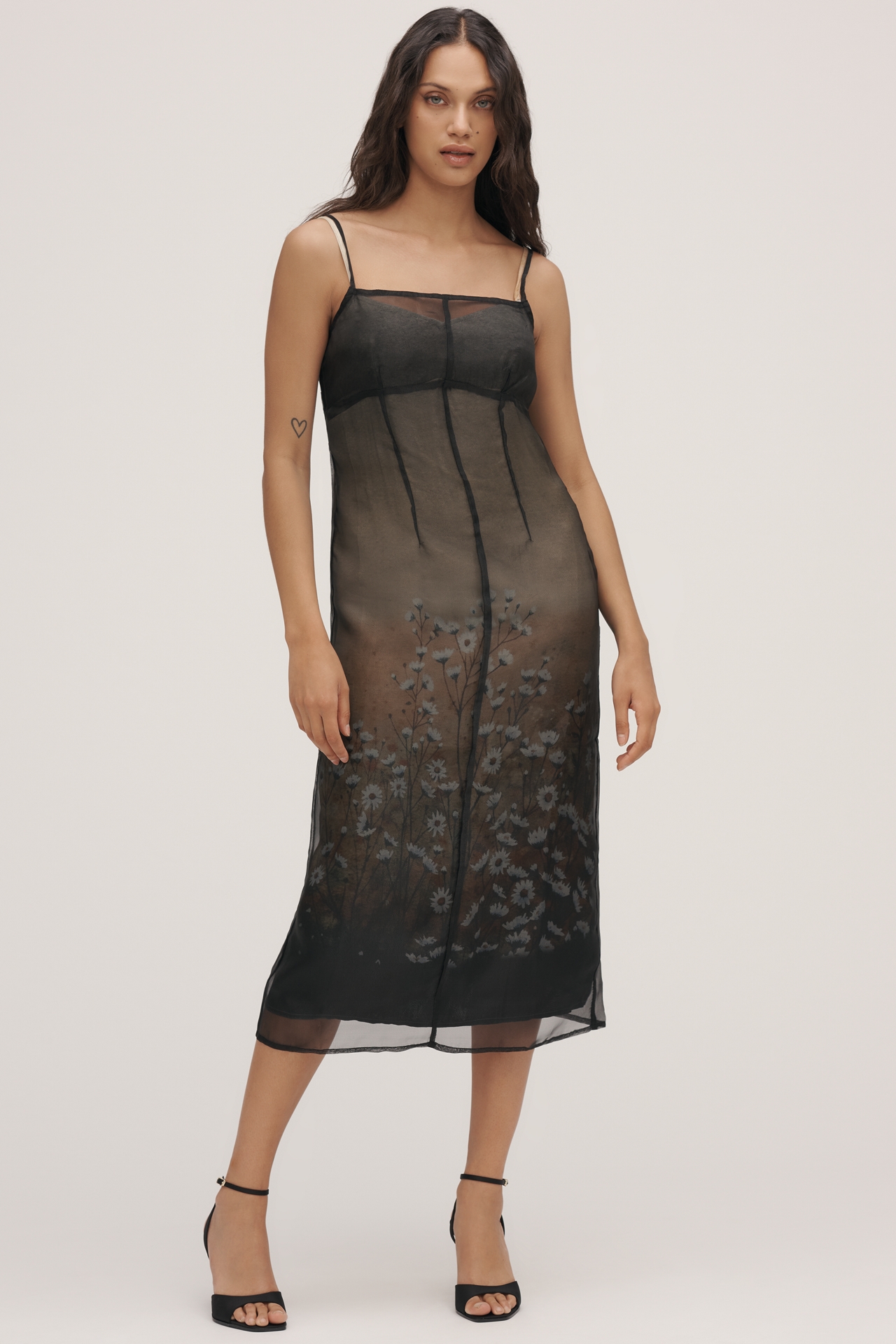 Bl-nk Briony Sleeveless Mesh Slip Midi Dress