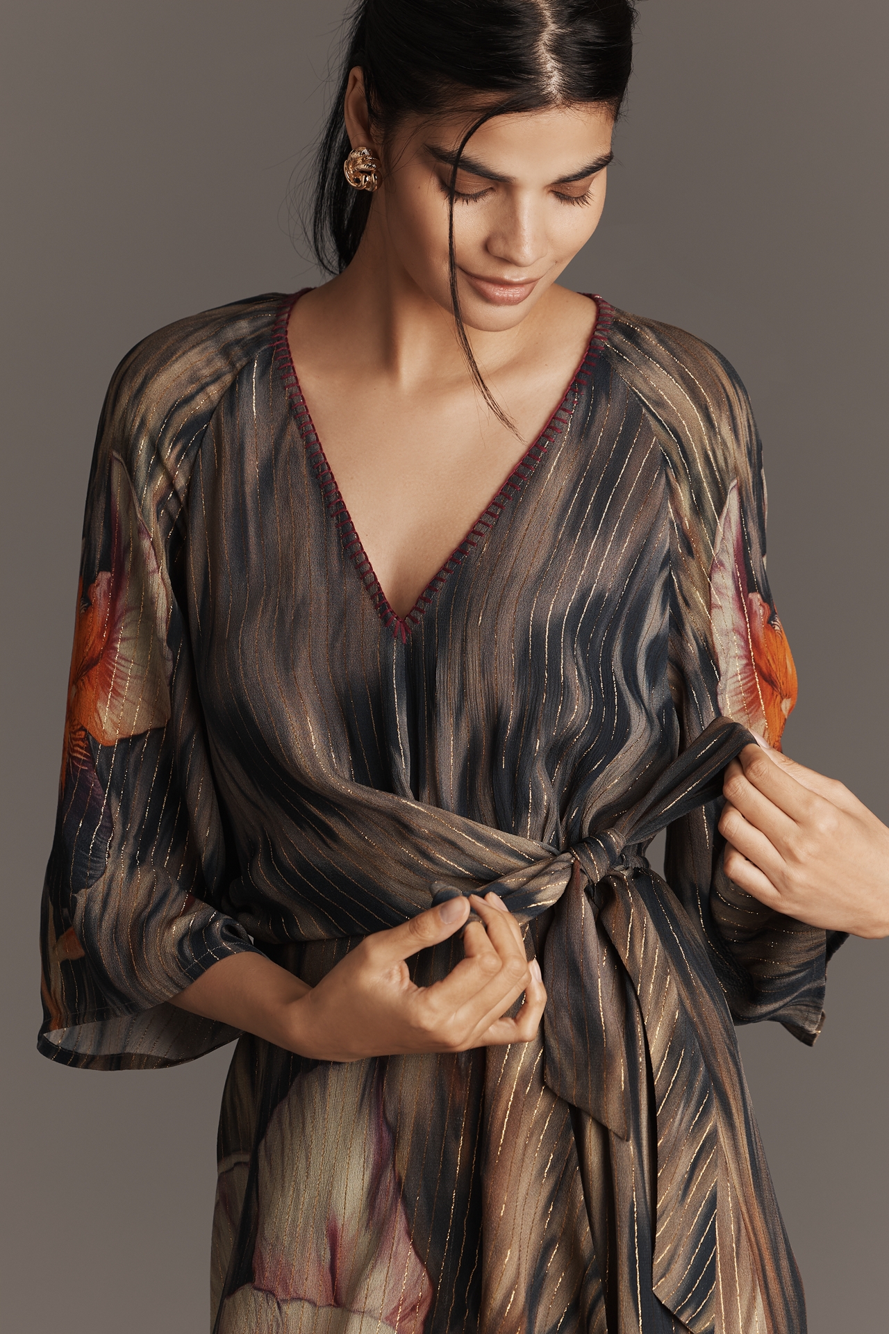 Bl-nk Roseliya V-Neck Wrap Midi Dress