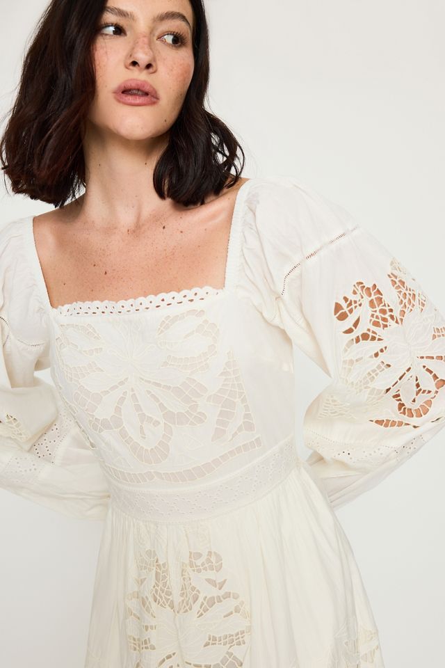 Bl-nk Cutwork Long-Sleeve 100% Cotton Midi Dress #3