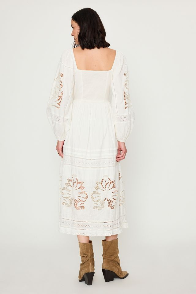 Bl-nk Cutwork Long-Sleeve 100% Cotton Midi Dress #4