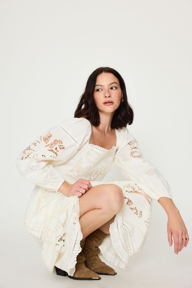 Bl-nk Cutwork Long-Sleeve 100% Cotton Midi Dress #2