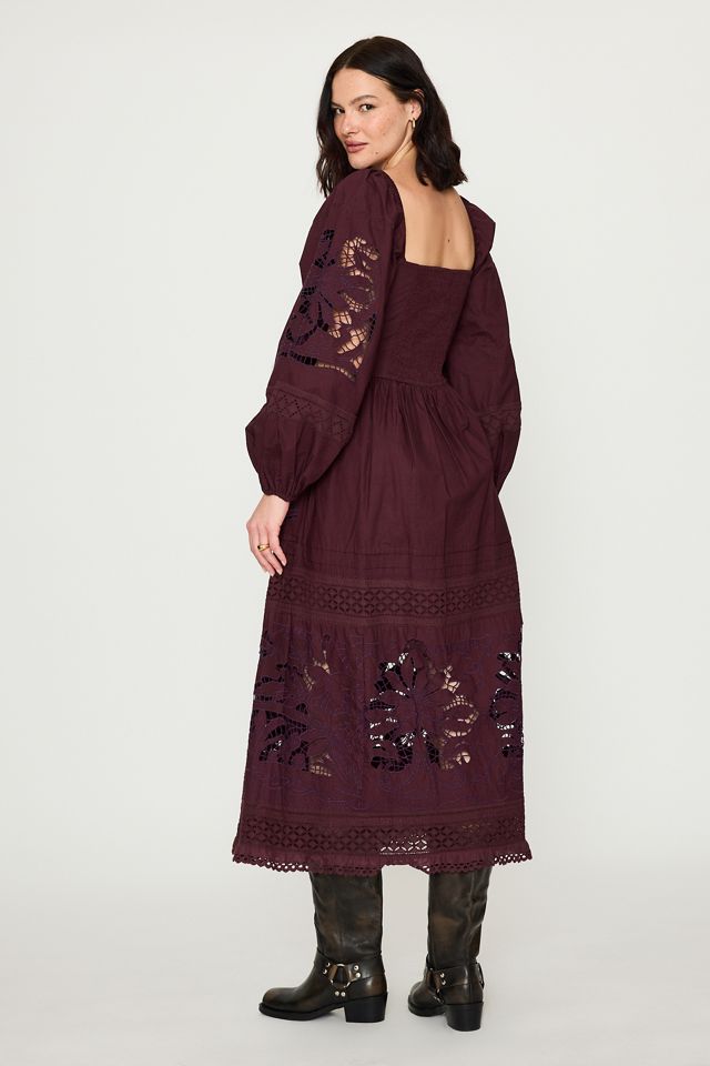 Vestido Midi de Manga Larga con Calados Bl-nk 100% Algodón #2