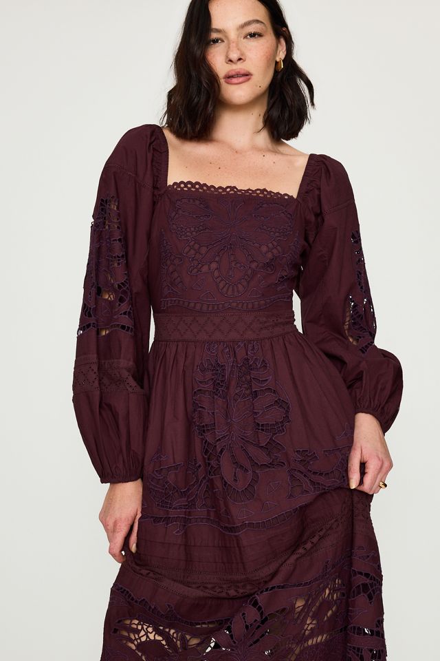 Vestido Midi de Manga Larga con Calados Bl-nk 100% Algodón #4