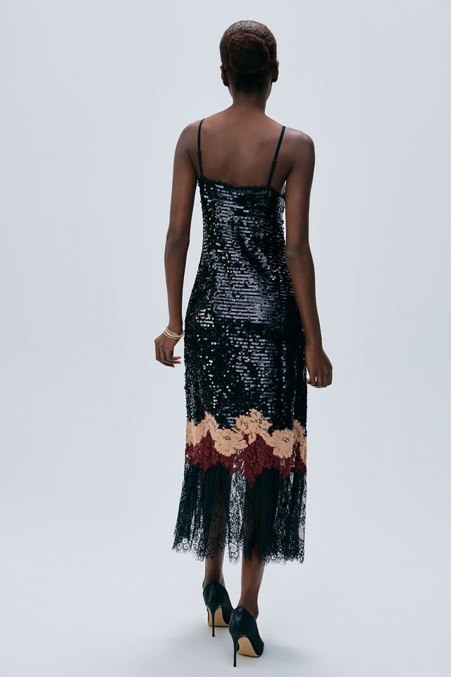 Bl-nk Rebecca Sequined Lace Trim Midi Dress #2