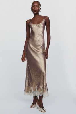Bl-nk Cleonie Slip Dress In Gold