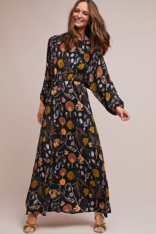 Maisie Botanical Maxi Dress, Black #2