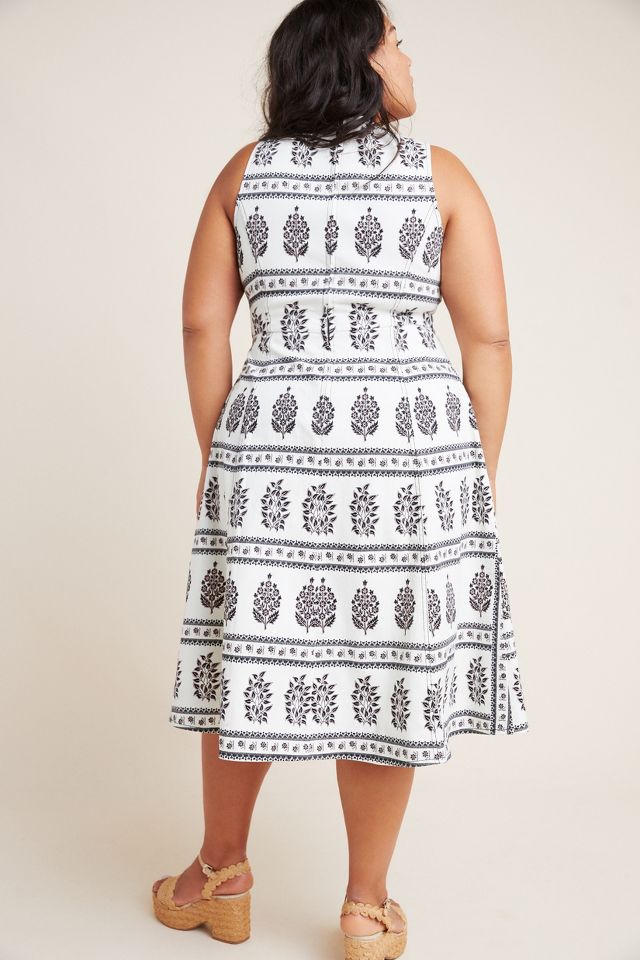 Anthropologie woodblock 2025 midi dress