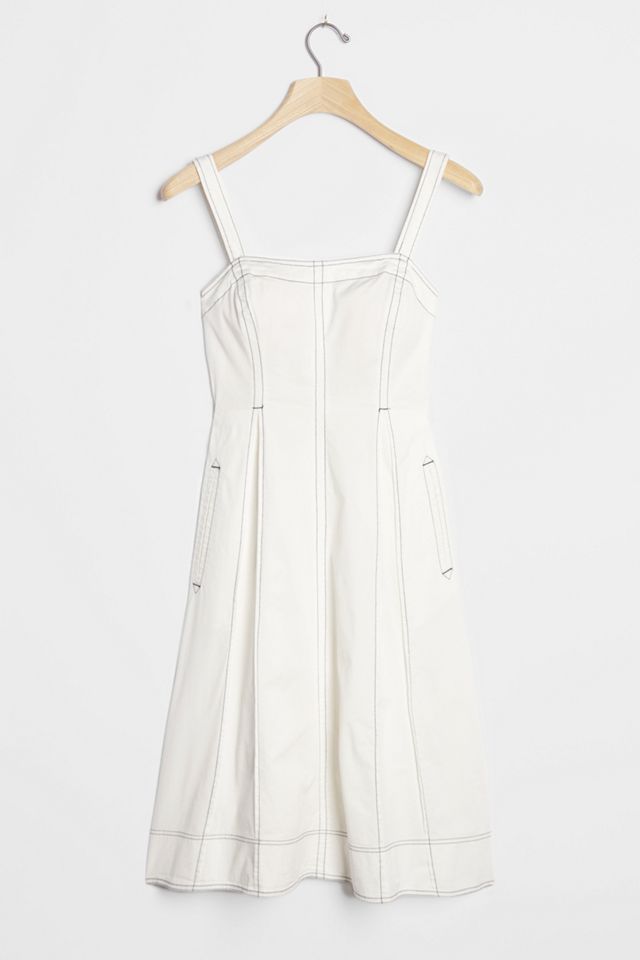 knee length dresses for ladies Petite Size Sleeveless Edge Stitch Contrast Midi Dress – Karen Kane