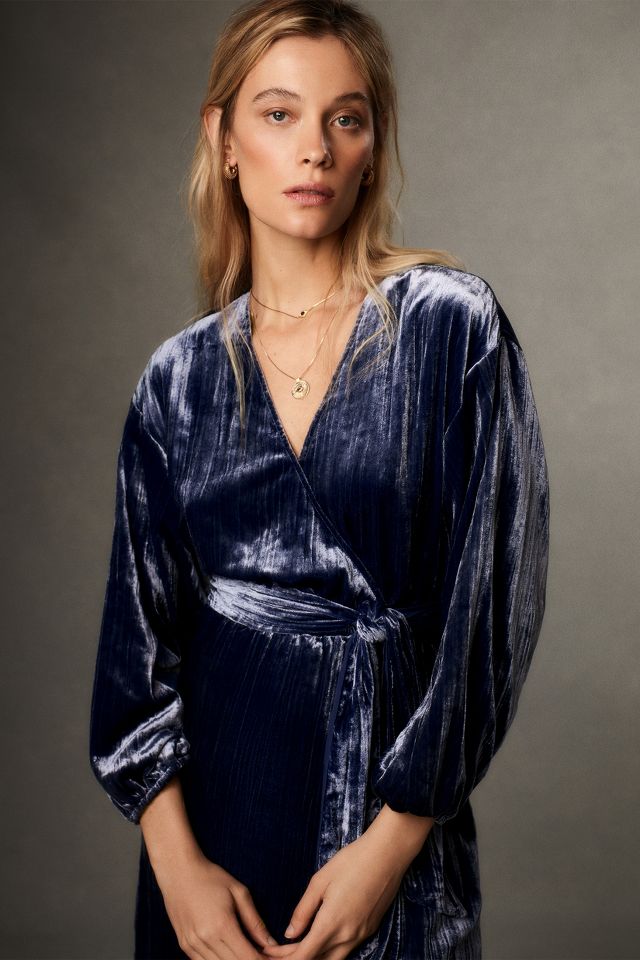 Anthropologie velvet cheap wrap dress