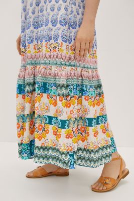 anthropologie gathered maxi dress