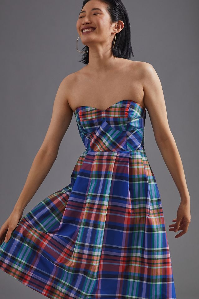 Plaid 2025 strapless dress