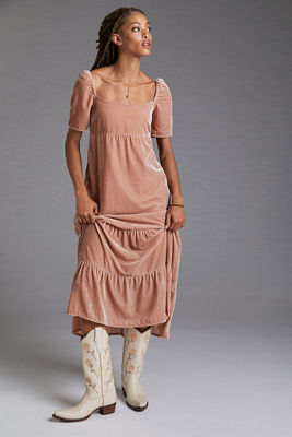 Velvet Empire Waist Midi Dress
