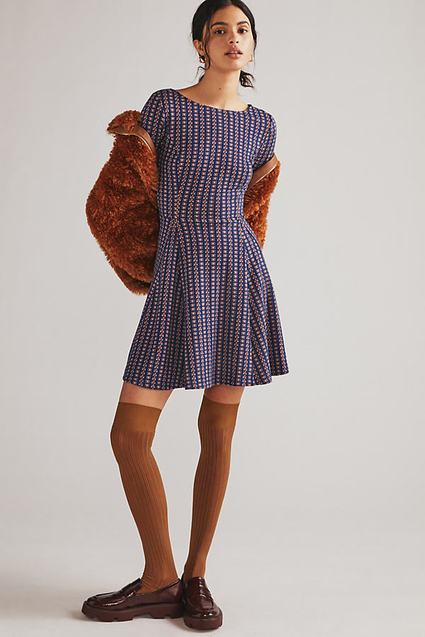 Jacquard A-Line Knitted Mini Dress