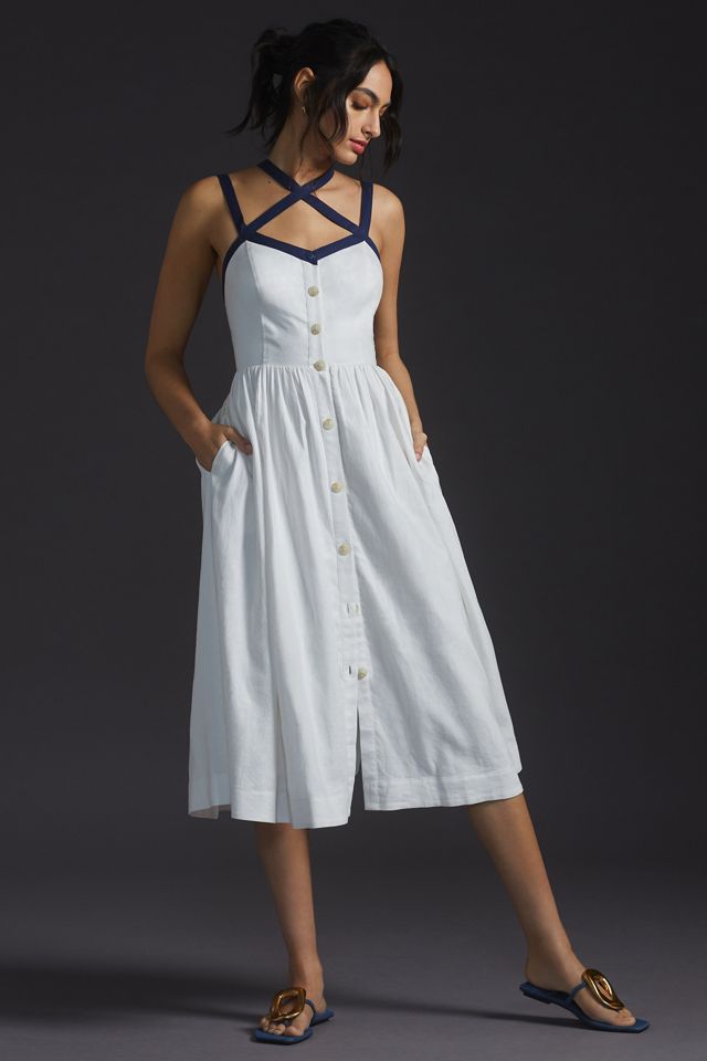 Maeve Strappy Button-Front Midi Dress #2