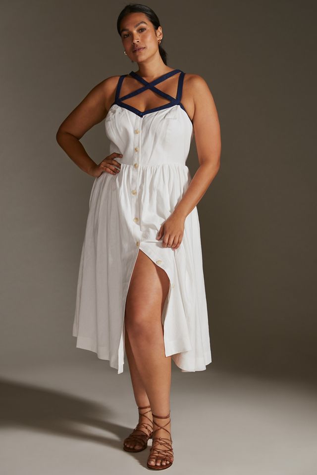Maeve Strappy Button-Front Midi Dress #5