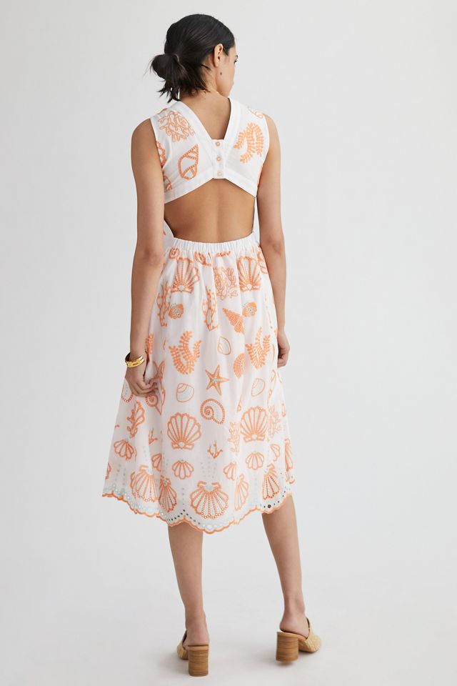 Maeve Embroidered Shell Midi Sundress | Anthropologie