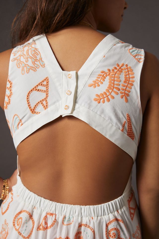 Maeve Embroidered Shell Midi Sundress | Anthropologie