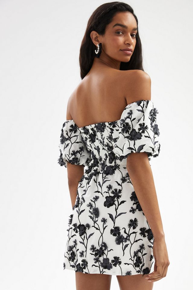 Sabrina Puff-Sleeve Applique Mini Dress #2