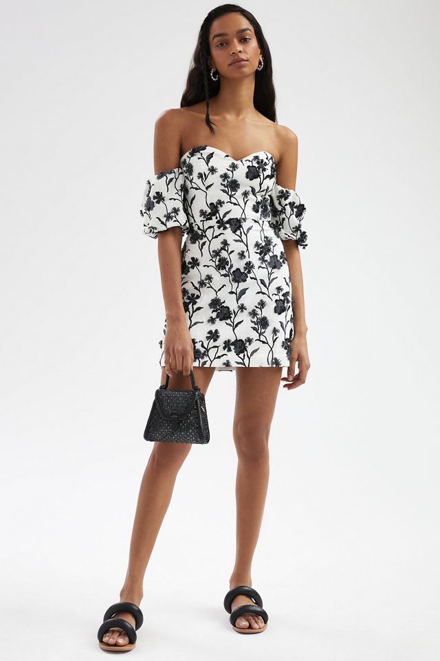 Sabrina Puff-Sleeve Applique Mini Dress #3