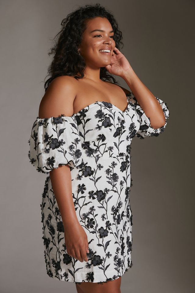 Sabrina Puff-Sleeve Applique Mini Dress #5