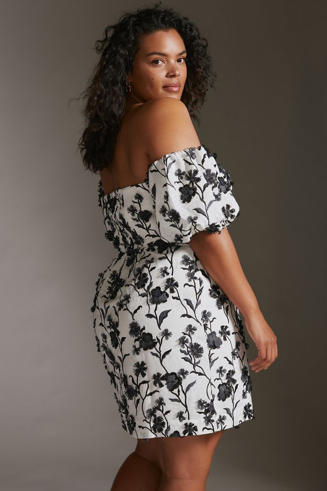Sabrina Puff-Sleeve Applique Mini Dress #7