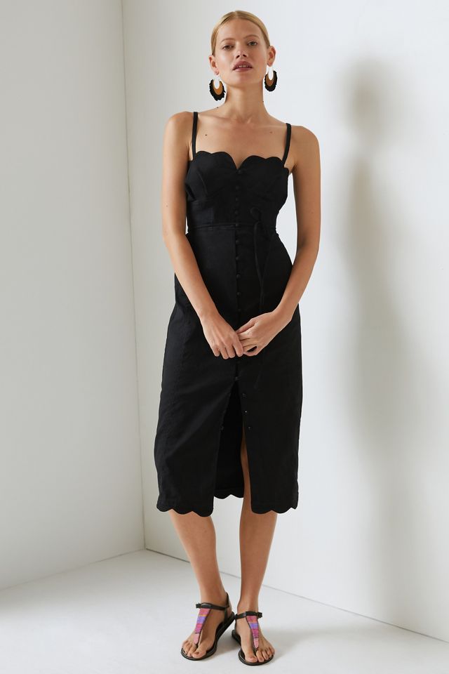 By Anthropologie Slim Scalloped Front-Slit Corset Dress #3