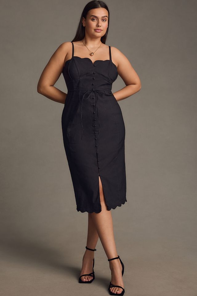 By Anthropologie Slim Scalloped Front-Slit Corset Dress #6