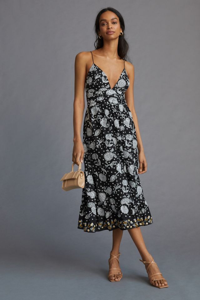 by anthropologie embroidered midi dress Jacquin Embroidered Midi Dress