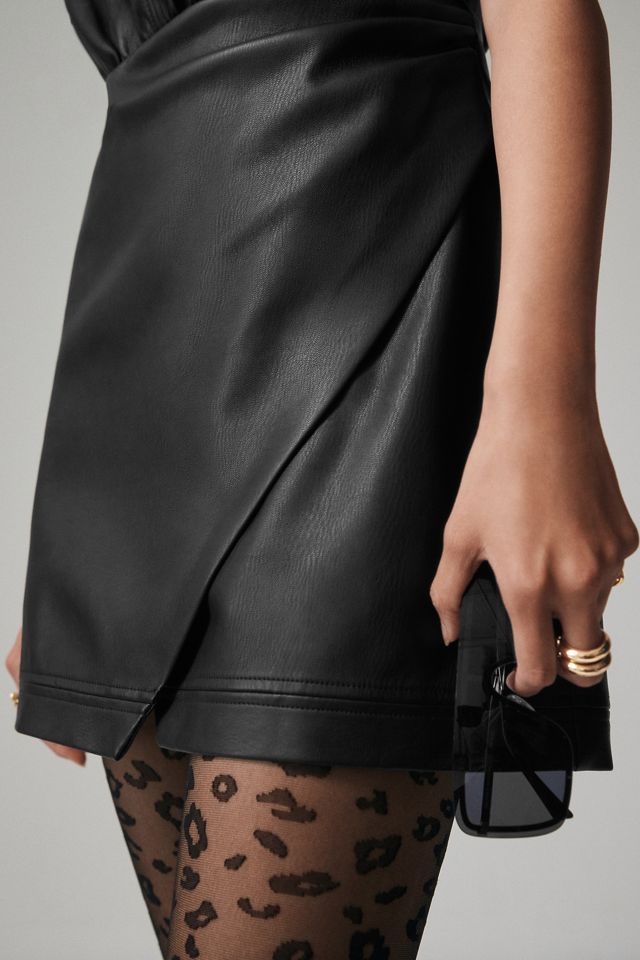 By Anthropologie Faux Leather Wrap Mini Dress #3