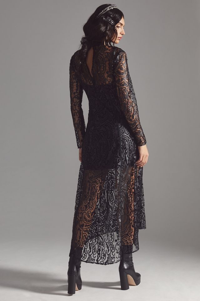 By Anthropologie Sheer Laser-Cut Midi Dress #4