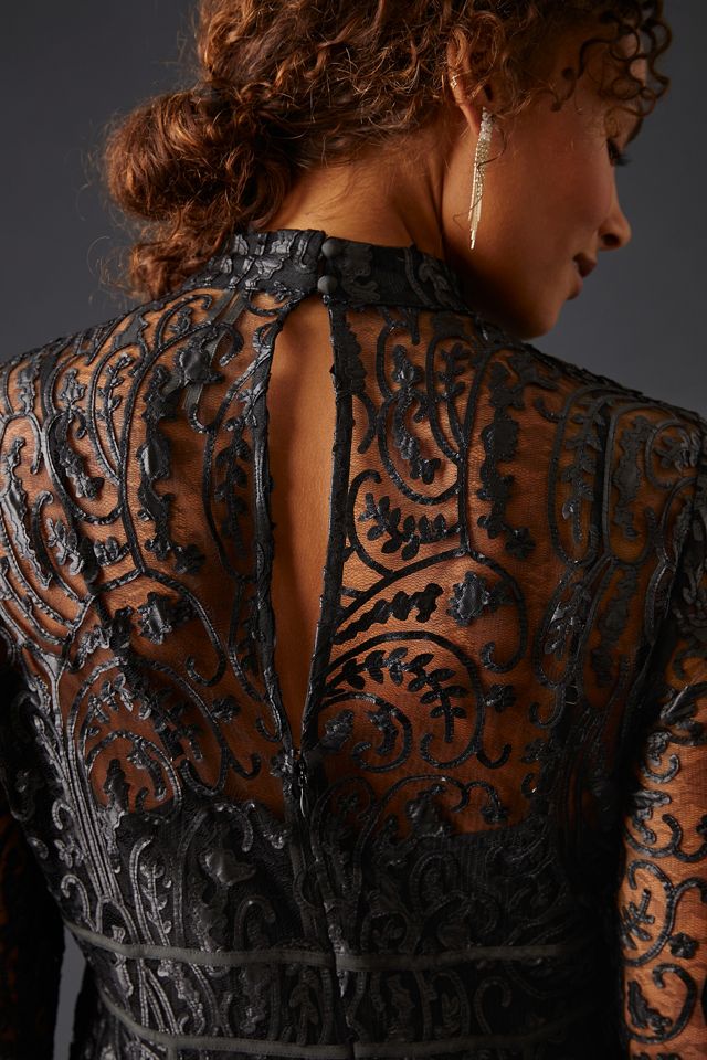 By Anthropologie Sheer Laser-Cut Midi Dress #7