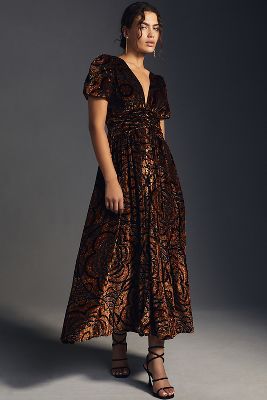 Anthropologie red best sale velvet dress